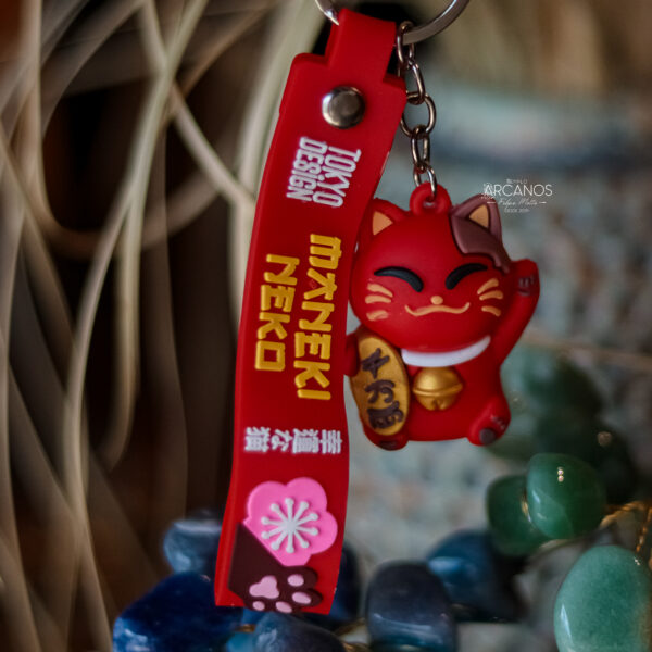 Chaveiro Maneki Neko Vermelho (Gato da Sorte)