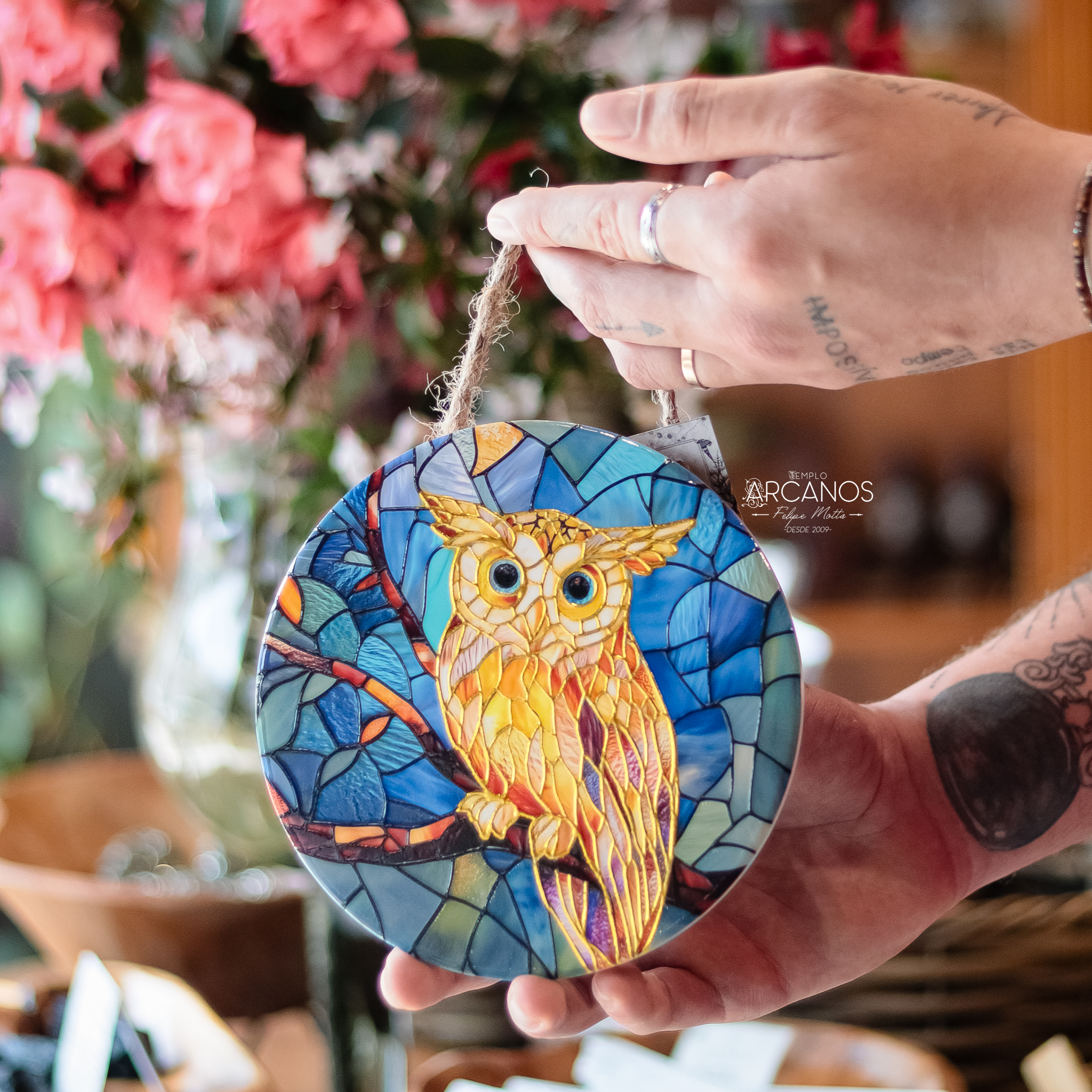 Mandala Coruja com Dourado (Mod 3)